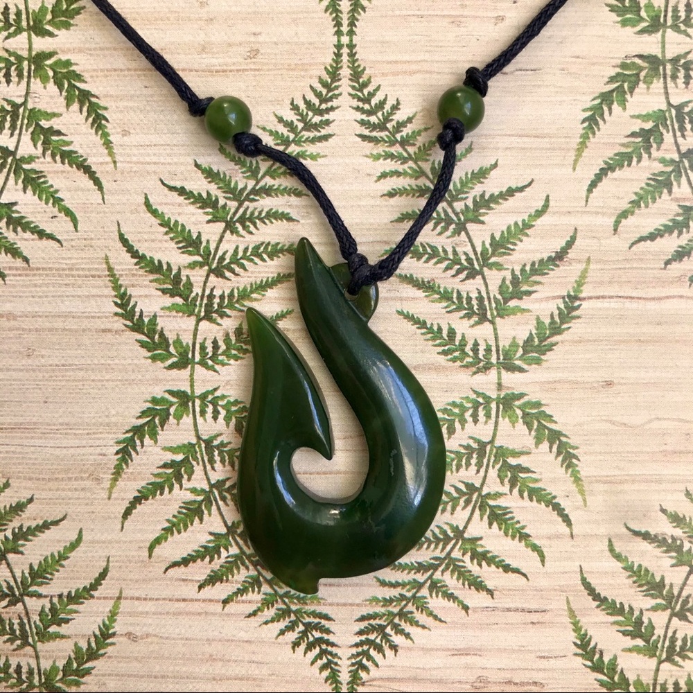Jade Matau Fish Hook Necklace Pendant